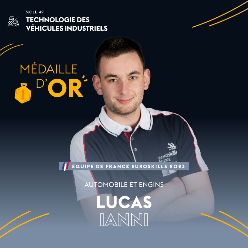 Lucas Ianni, champion d'Europe Euroskills 2023 épreuve mécanique VI