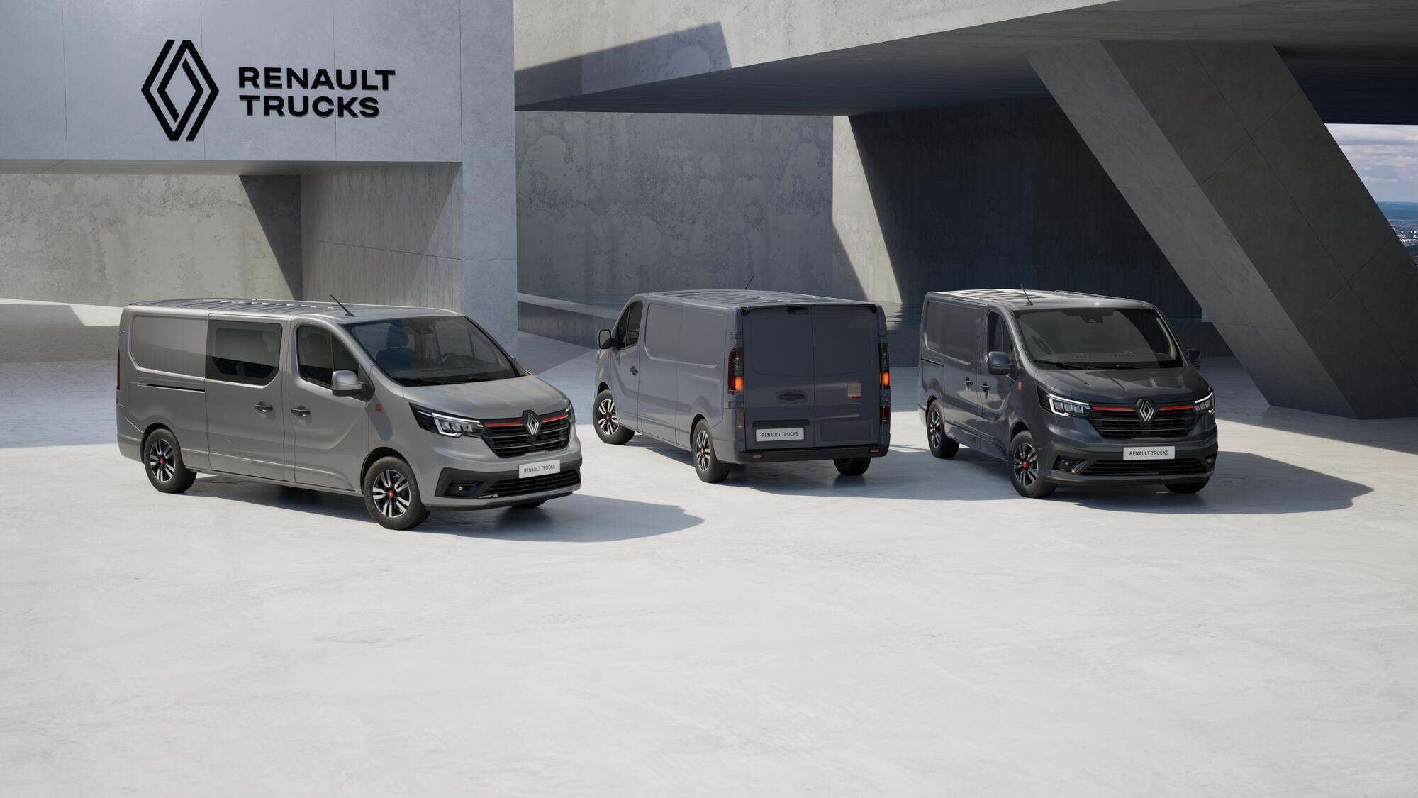 Renault Trucks Trafic Ultimate, the 2026 limited serie by Renault Trucks. Colours shown (from left to right): Highland Grey, Urban Grey and Slate Grey
