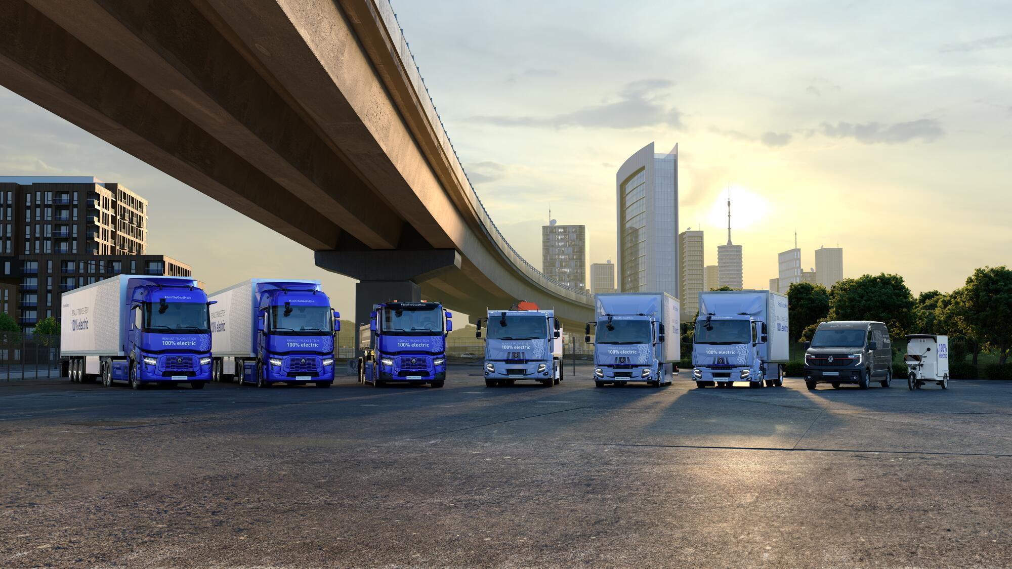 Renault Trucks E-TECH 2025 avec le vélo cargo Kleuster, et sans Renault Trucks E-Tech Trafic