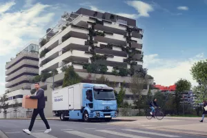 Renault Trucks E-Tech D : livraison d'un colis en ville