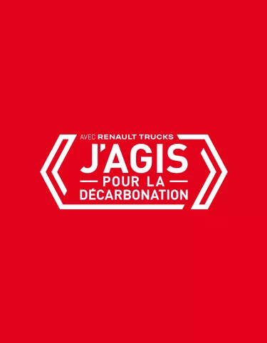 Logo "J'agis pour la décarbonation" sur fond rouge 